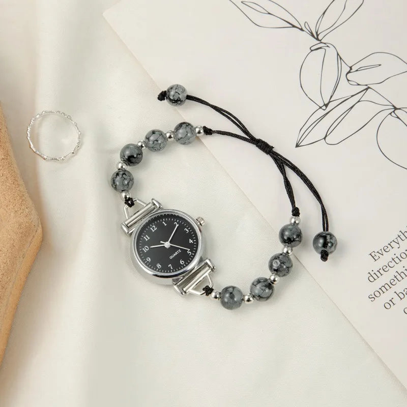 Women's Watch Small Woven Watch Versatile Light Luxury Bead Bracelet Watch for Fashionable Accessories Can be customized