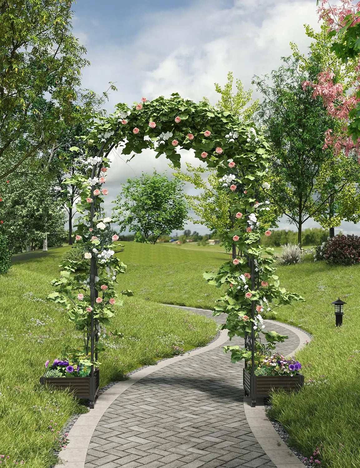 Span Garden Arch Trellis for Climbing Plants, Metal Wedding Arch Flowers Frame Backdrop Stand,Balloon Decor Garden Arch Arbor