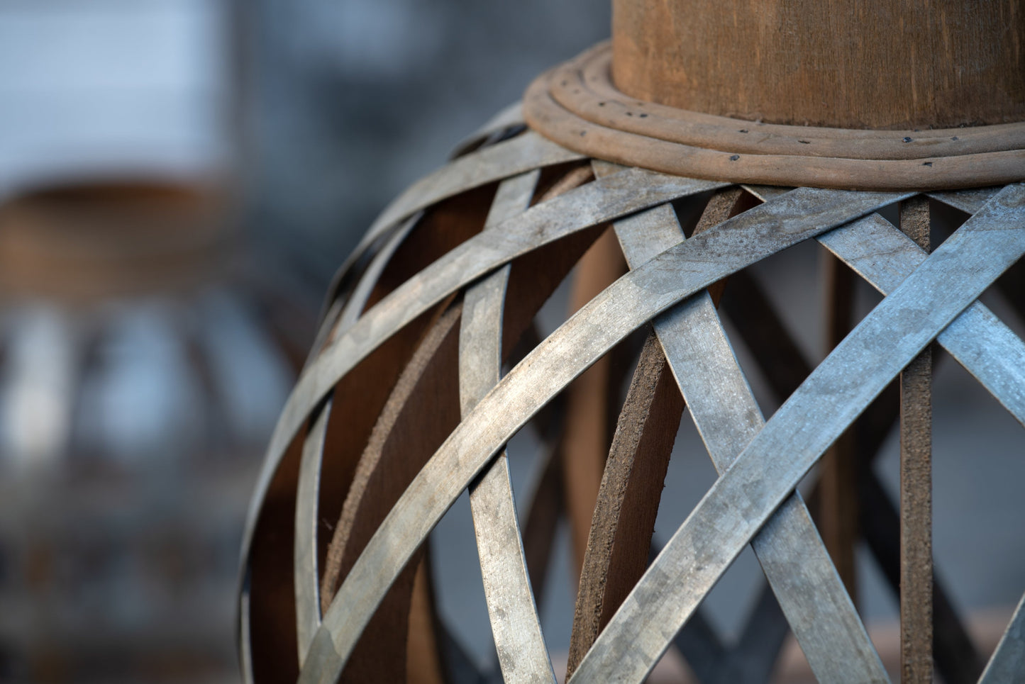 Silver Iron Cage Garden Lantern with Glass Votive Holder, 12.8 in