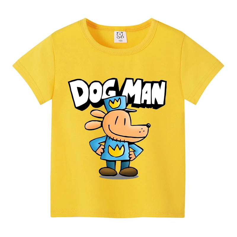New Dog Man Children T-shirts Cute Cartoon Figure Printed T-shirt Kawaii Baby Boys Casuals Short Sleeves Tops 2025 Kids Clothes