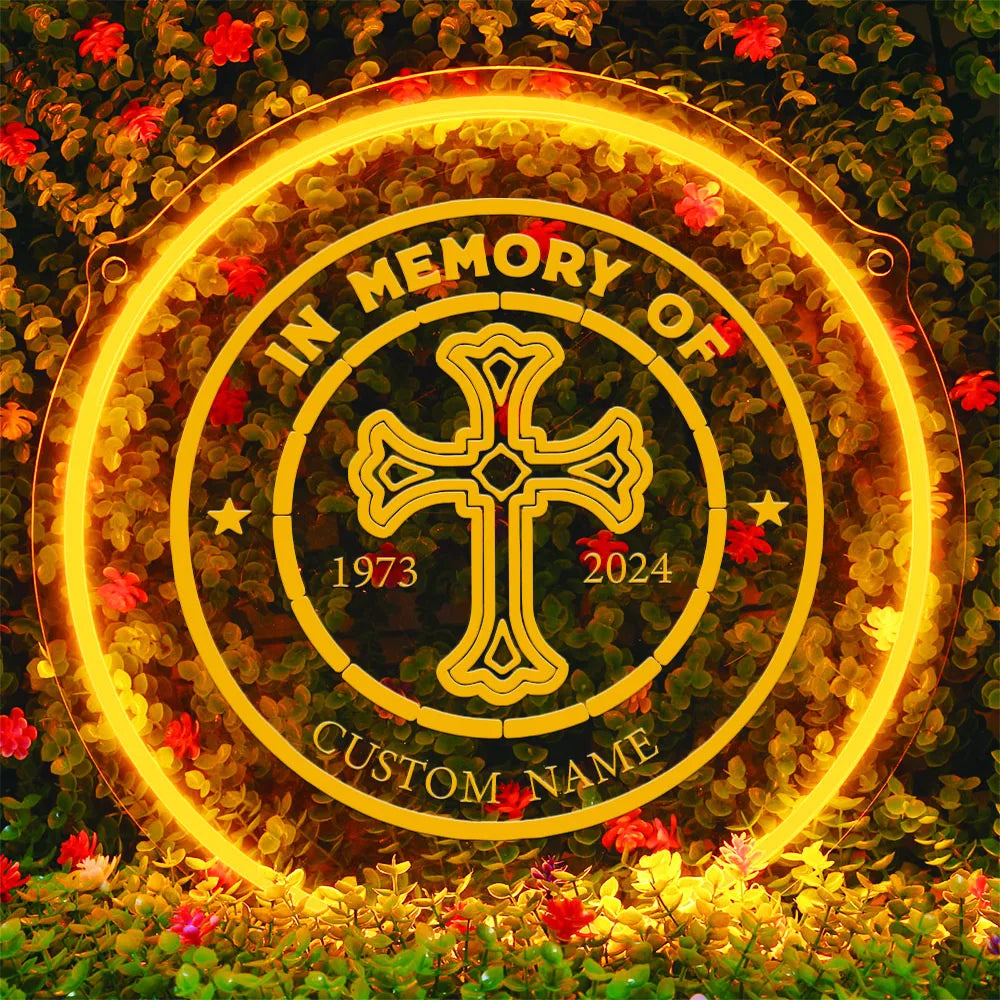 1PC Round Shape Crucifix Personalized Text USB Power Neon Led Sign Acrylic Lamp for Home Decoration Cool Gifts for Wall Hanging