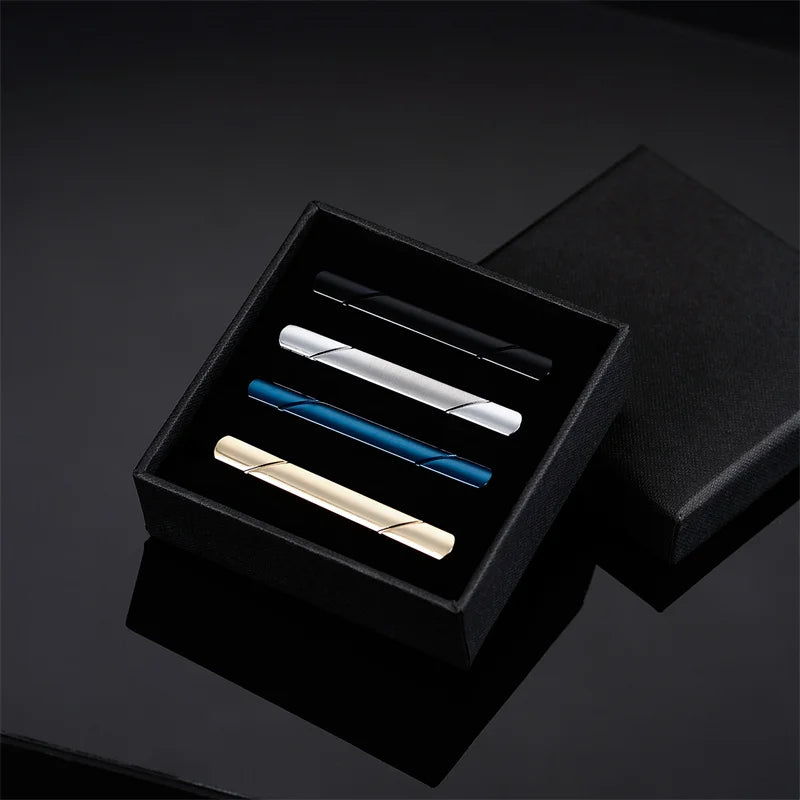 Tie Clip For Men Business Party Minimalist Tie Clips And Cufflinks To Man Shirt Gift Box Jewelry Men's Cuff Man Fashion Lawyer