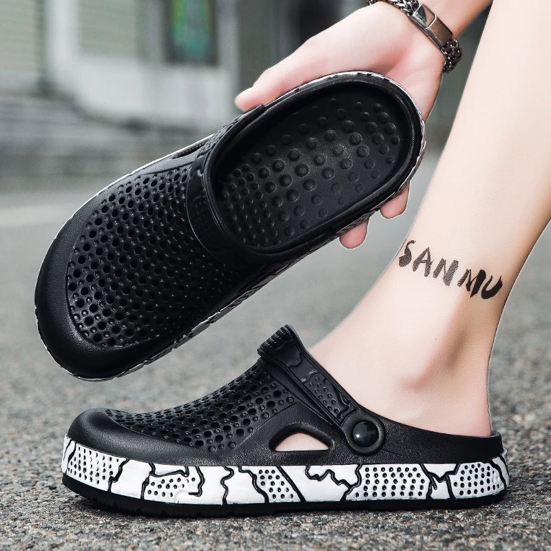 Grey Clogs Shoes Man Slides Plus Size 41-46 Comfortable Eva Garden Sandals For Man New Summer Beach Shoes Men chaussure hommes