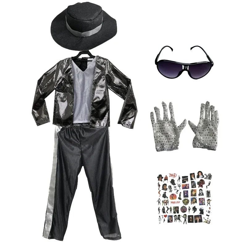 MJ Michael Jackson Coat Jacket Glove Children Kids Party Cosplay Costume Clothing Children Cos Sets birthday gift