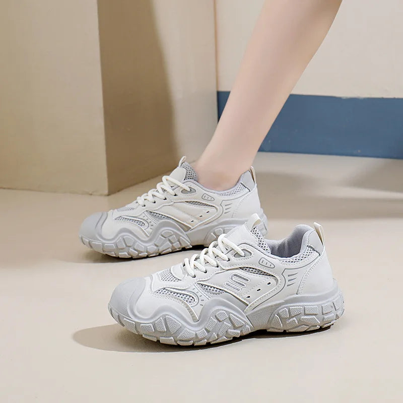 insKorean Style New Dad Shoes Women2025Spring Student Running Sports Thick-Soled Height-Increasing Casual Shoes