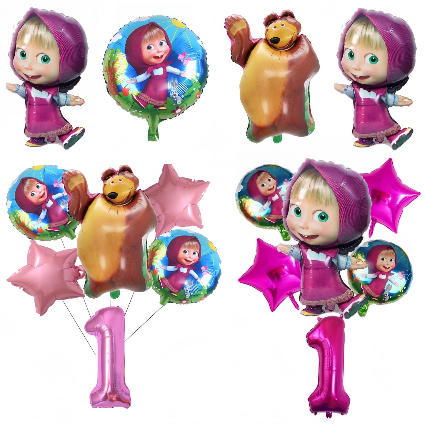 Cute Mashas and the Bear Party Balloons Party Decorations Cartoon Bear Party Favors Baby Shower Gifts For Kids Birthday Party