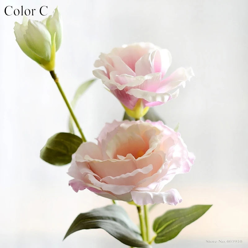 1PC European Artificial Flower 3 Heads Fake Eustoma Gradiflorus Lisianthus Christmas Wedding Party Home Decorative 5 Colours