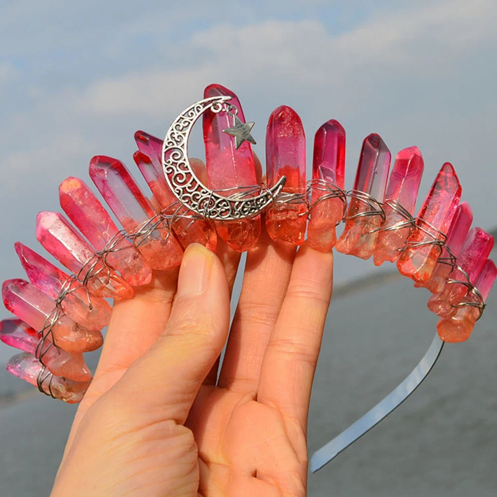 Natural Crystal Queen Tiaras and Crowns Bridal Diadem For Bride Women Headpiece Hair Ornaments Wedding Head Jewelry Accessories