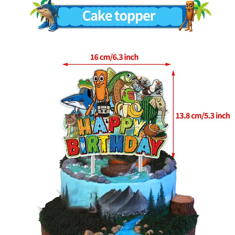 Tung Tung Sahur Birthday Party Decoration Tralalelo Tralala Banner Balloon Italian Brainrot Backdrop for Kids Baby Shower Supply