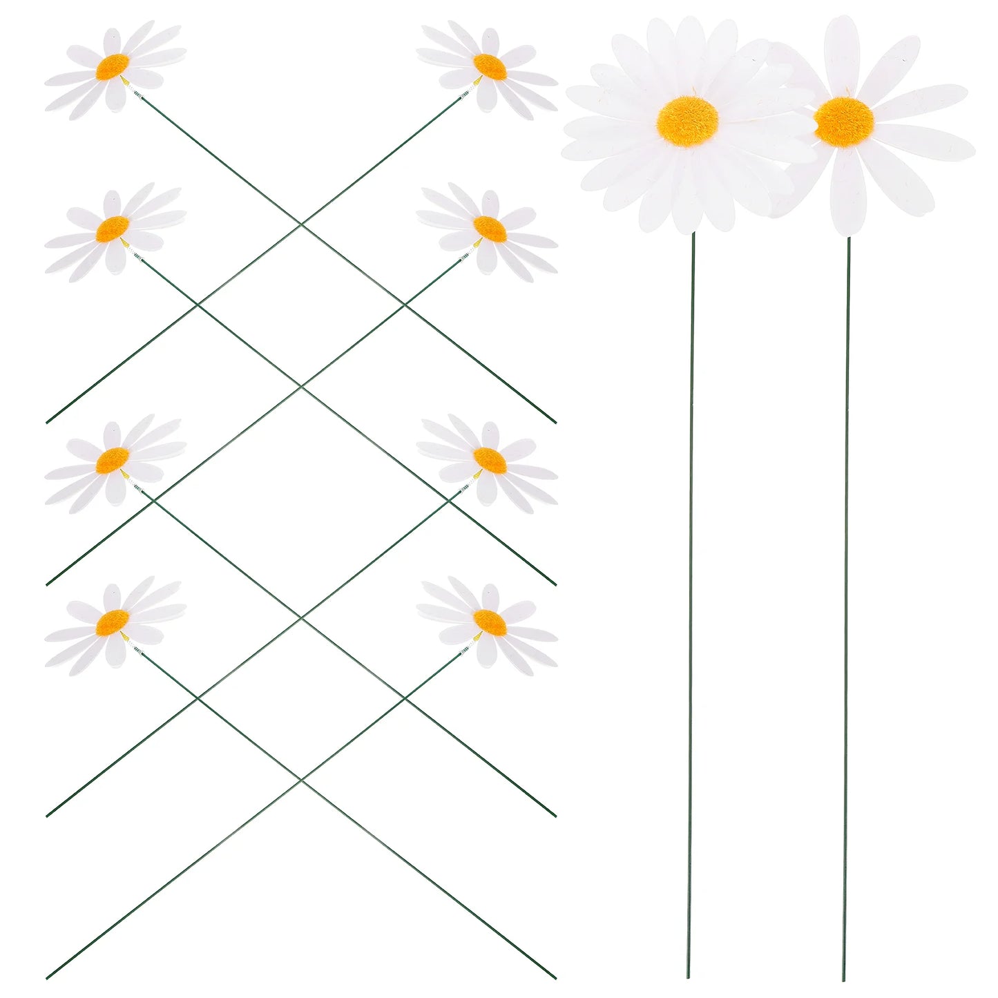 10pcs Daisy Cutouts Garden Courtyard Decorations Pvc Simulated Flower StemDecorative Lawn Stakes Balloons