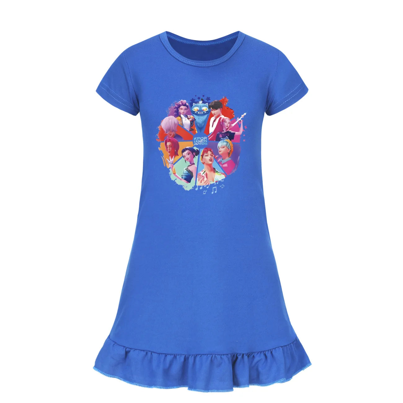 Baby KPop Demon Hunters Kids Summer Sleepdress Short Sleeve Girls Casual Cartoon Nightgown Daily Wear Clothes for Children dress