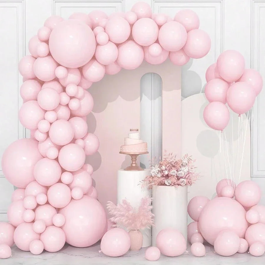 144pcs Pastel Pink Balloons  Macaron Pink Balloon Garland Arch Kit Latex Balloons Birthday Wedding Bridal Party Decorations
