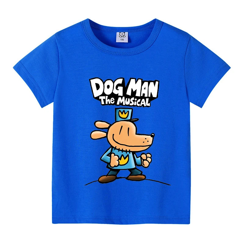 New Dog Man Children T-shirts Cute Cartoon Figure Printed T-shirt Kawaii Baby Boys Casuals Short Sleeves Tops 2025 Kids Clothes