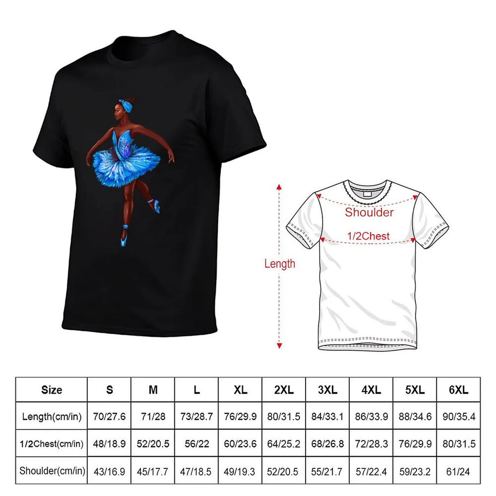 Ballet dance dancer in blue tutu and pointe shoes cute dancing African American ballerina T-Shirt tops mens t shirt graphic