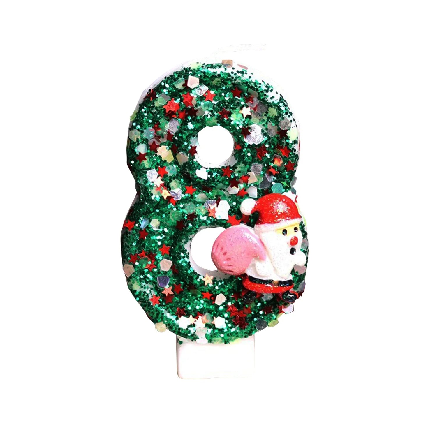 Sparklers Birthday Candle 0-9 Number Digital Candles Santa Claus Cake Topper Birthday Christmas Party Decoration Baby Shower