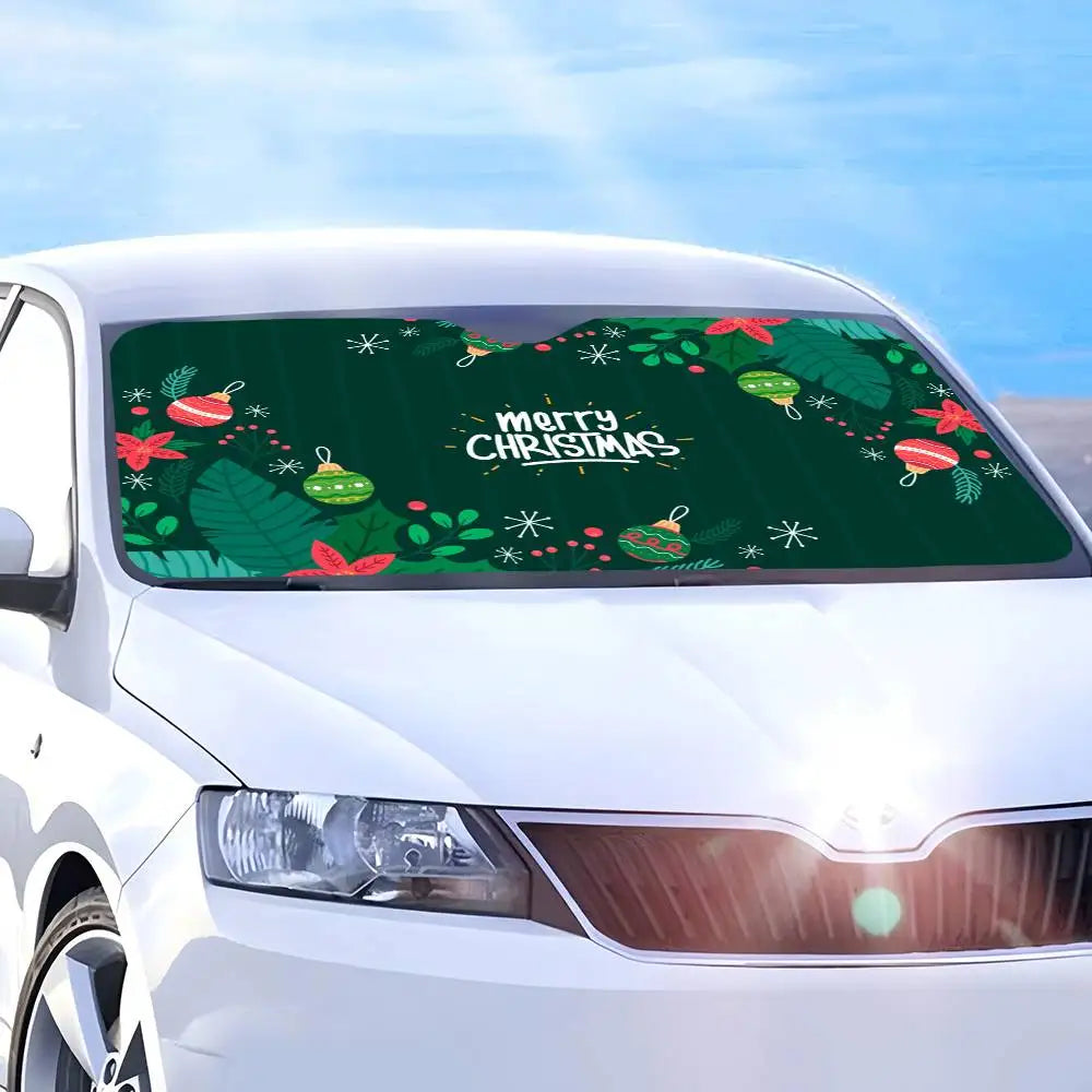 Merry Christmas Sun Shade Sunshade Seat Cover Off-Road Truck Accessory Set Retro Steering Car Van SUV Gifts