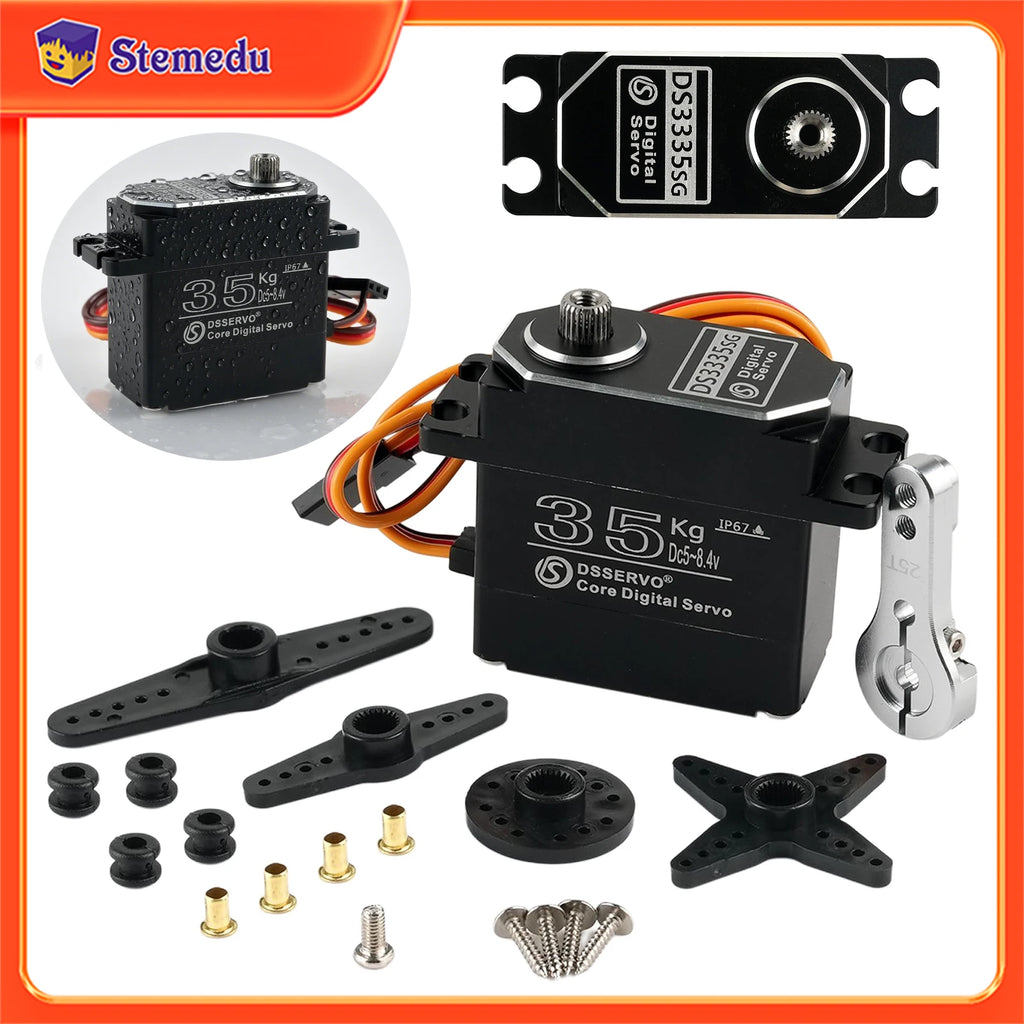 35Kg All-Metal Digital Servo DS3335 180/270/360 Degree Carbon Brush Servos IP67 Waterproof Metal Gear For RC Robot Cars Crawler