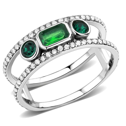 DA348 - High polished (no plating) Stainless Steel Ring with Synthetic