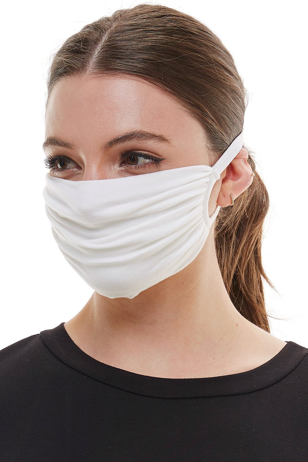 Fabric stretchable elastic head loops washable reusable face cover