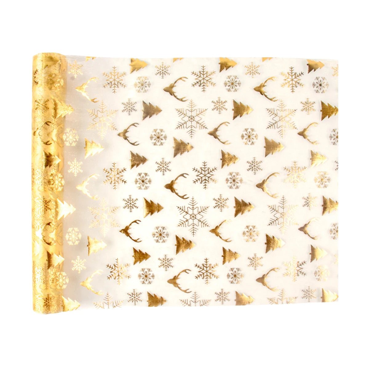 Sparkle Metallic Gold Thin Table Runner Gold Snowflakes Sequin Glitter Mesh Roll Wedding Christmas Table Decoration Navidad Noel
