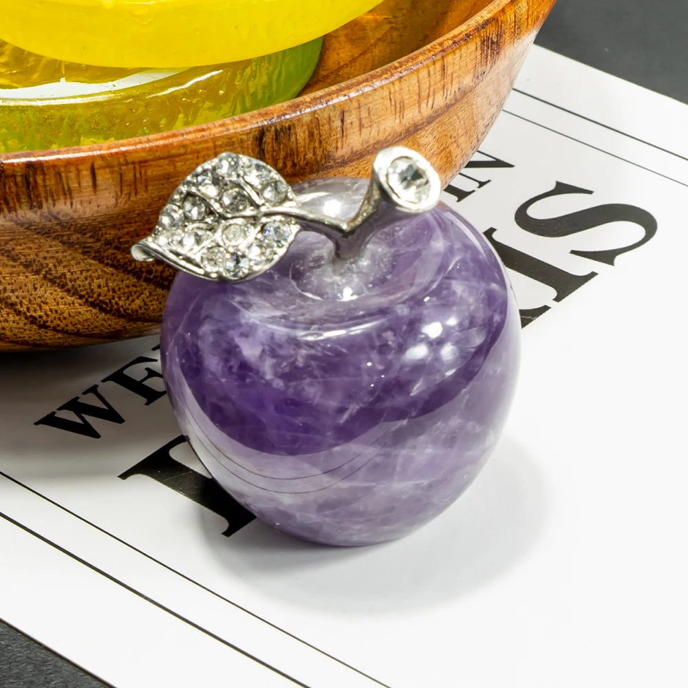 Natural Crystal Apple Jewelry Quartz Home Decoration Christmas Gift 15 Colors Healing Spirit Lucky Halo Desktop Ornament