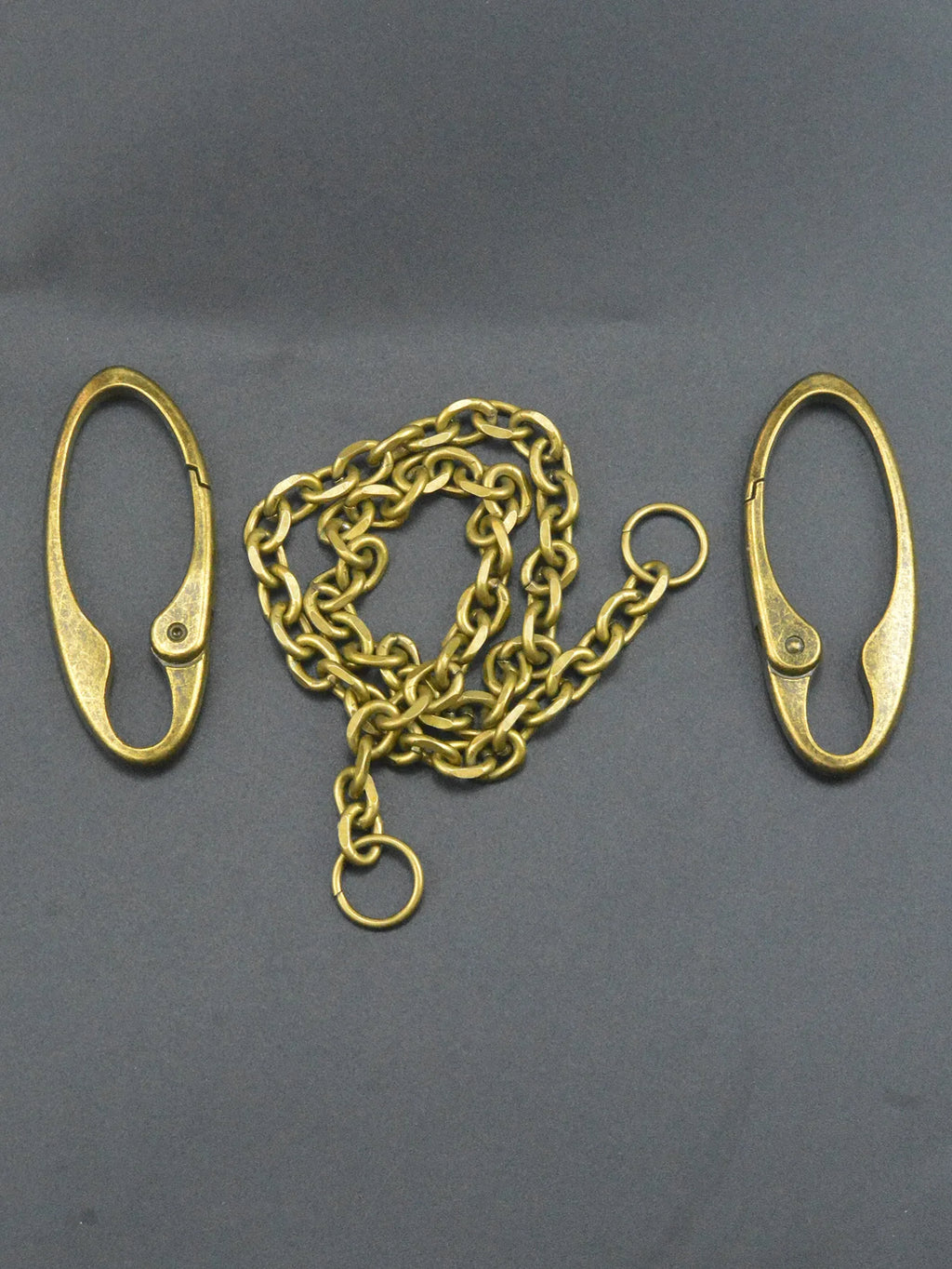 24 in long pants trucker biker jean 9mm carved oval anchor link chain dual  large spring carabiner keychain bronze