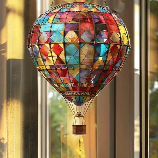 Sun Catcher Outdoor Window Sun Catchers Acrylic Flat Hot Air Balloon Design Lantern Decorative Ornament for Door Bathroom Home