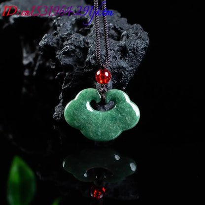 Natural Myanmar Jadeite Ruyi Pendant Necklace Fashion Carved Amulet Real Jade Jewelry Designer Accessories Gifts for Women