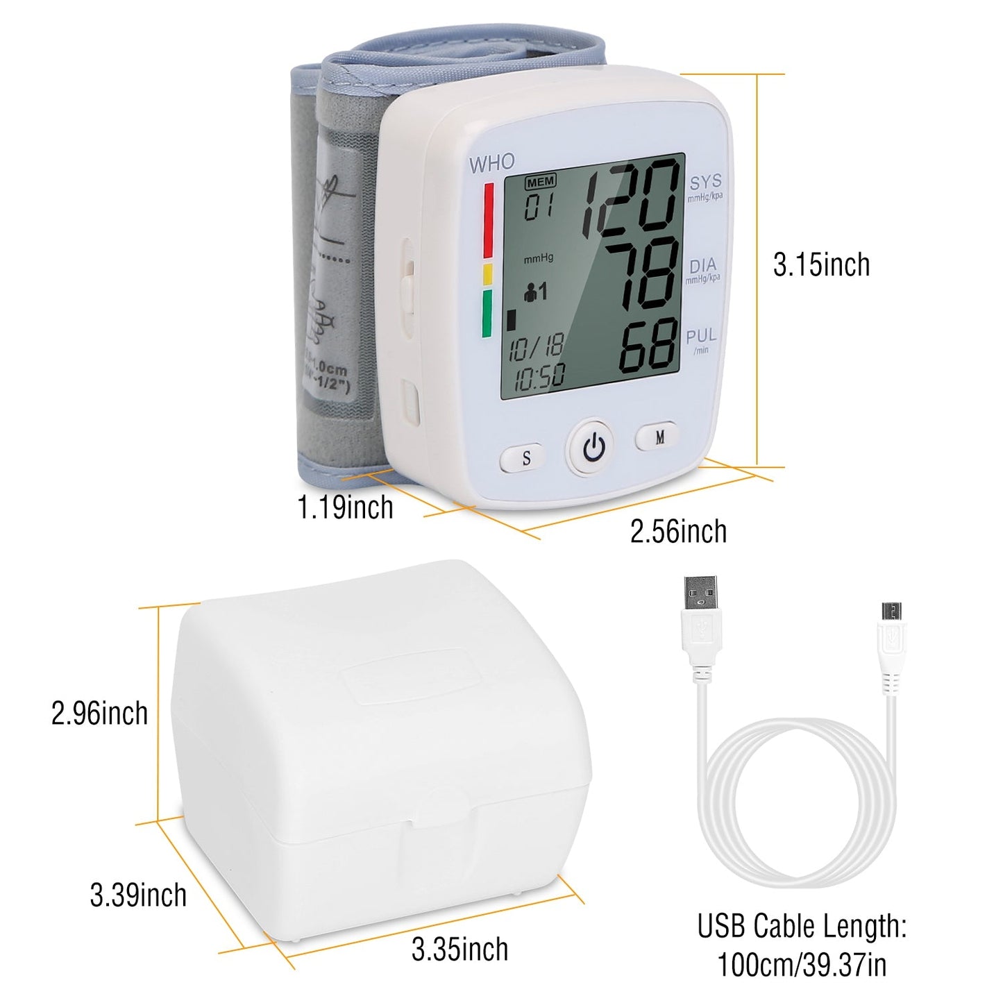 1Pc Blood Pressure Monitor Wrist Digital High Blood Pressure Cuff