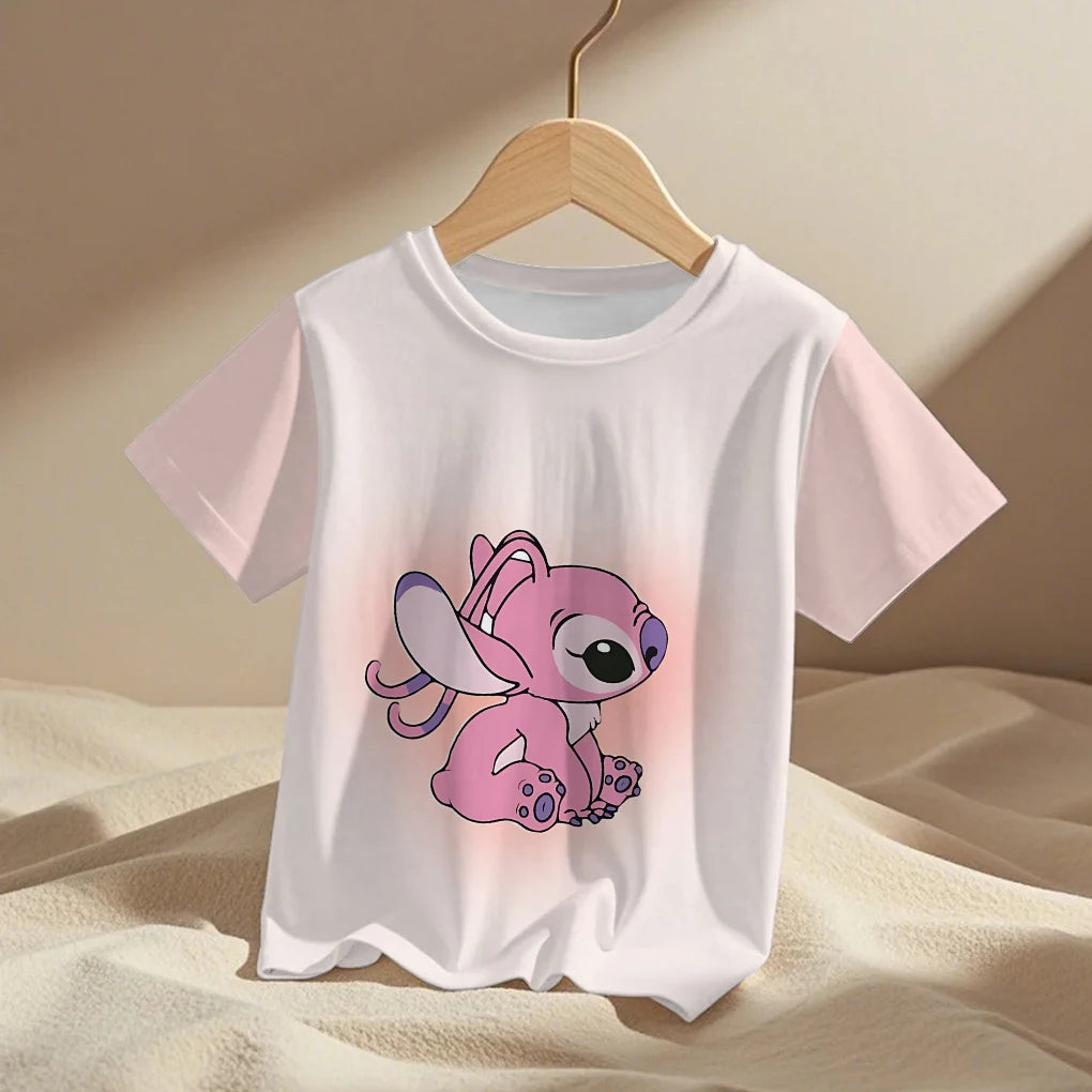 Lilo Stitch Trucksuit Kids T-Shirt Kawaii T Shirt Anime Cartoons Children Casual Clothes Tee Shirt Baby Girl Boy Fashion Y2K Top