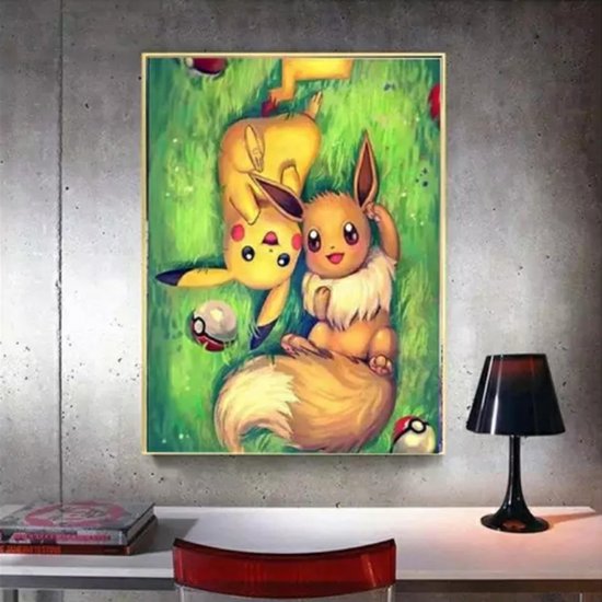 Diamond Painting - 30 x 40 cm| Pikachu & Eevee - Pokemon
