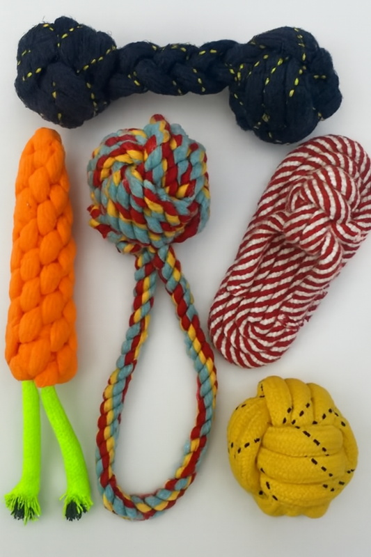 Dog Rope Toy 5in1 Teeth Cleaning Training Combo