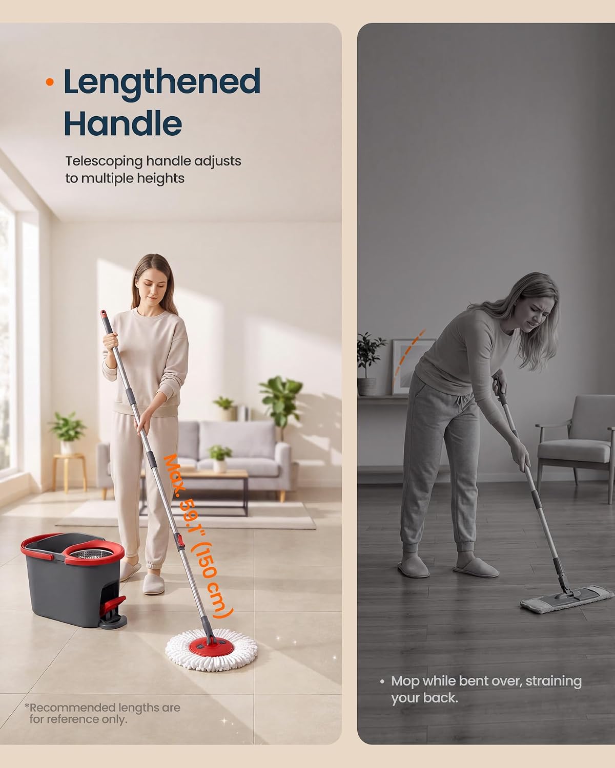 Spin Mop and Bucket Set with 2 Microfiber Pads Dark Gray Red