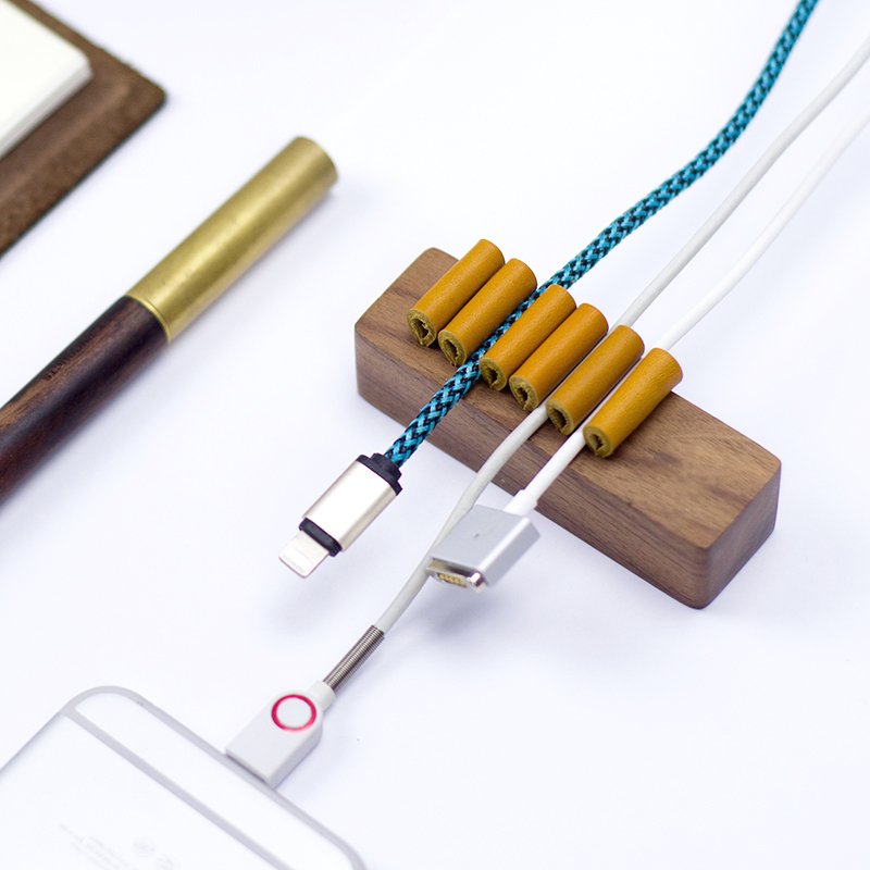 Wooden Genuine leather Cable Manager
