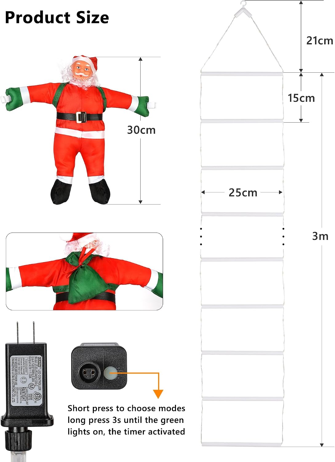 10ft Lighted Christmas Ladder with Santa Claus