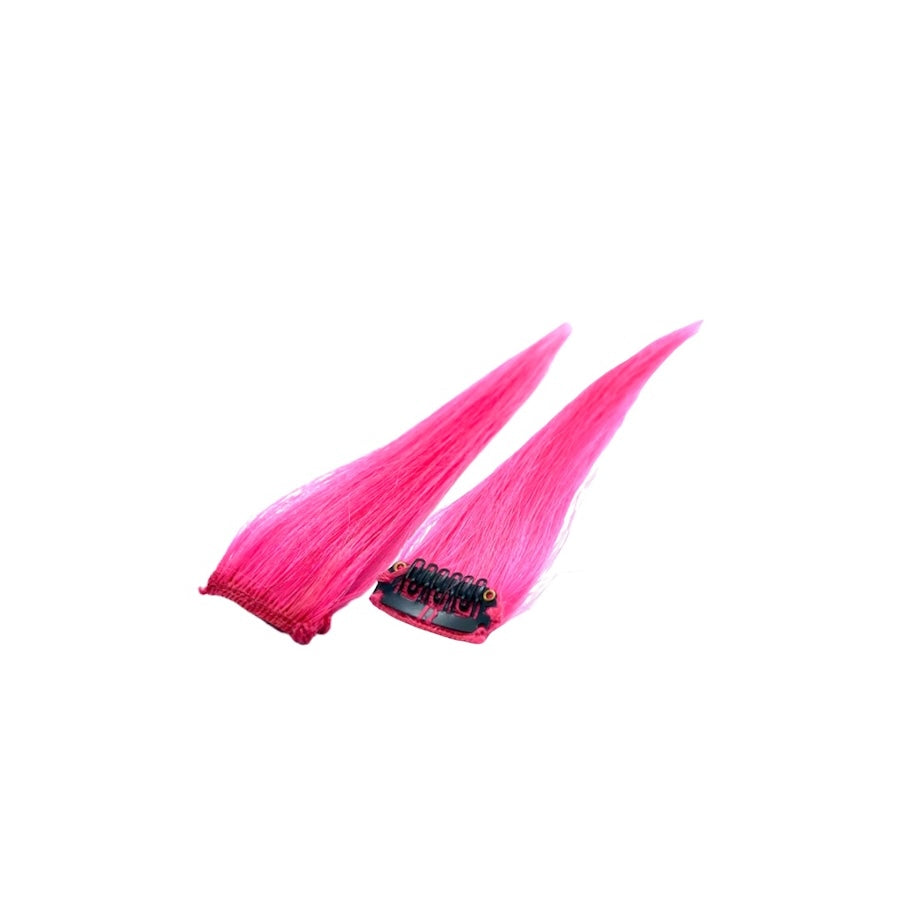 Bright Pink Clip-In Hair Highlights Real Human Hair 8" | 8 Pcs