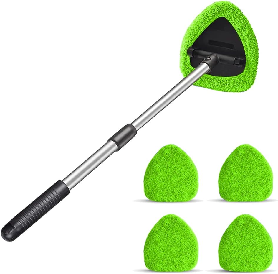 Extendable Car Windshield Cleaner – 4 Reusable Microfiber Pads
