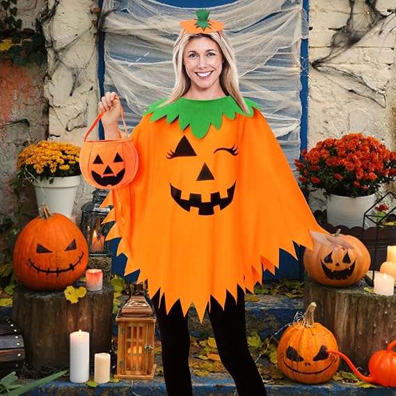 3 PCS Pumpkin Costume for Women,Halloween Costumes for Women Adult
