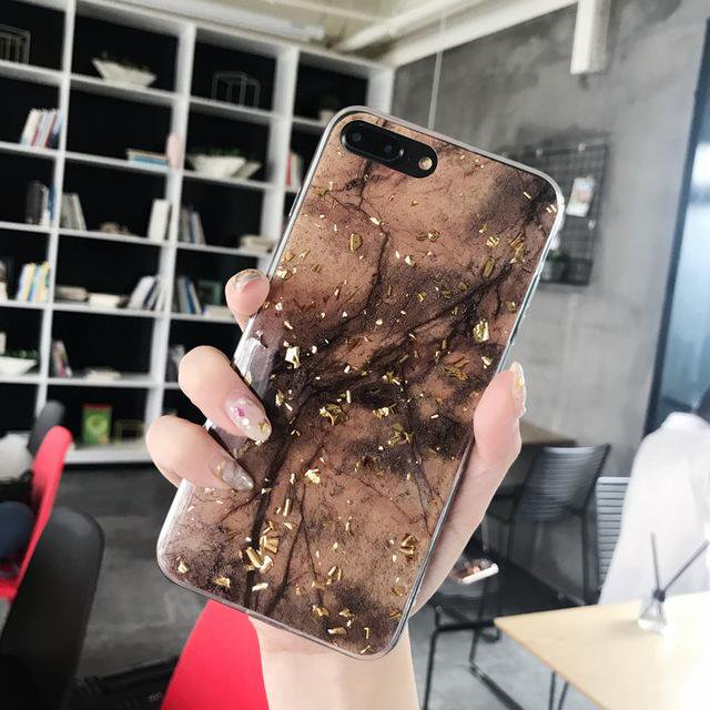 Emerald Marble with Shining Gold Foil Phone Case