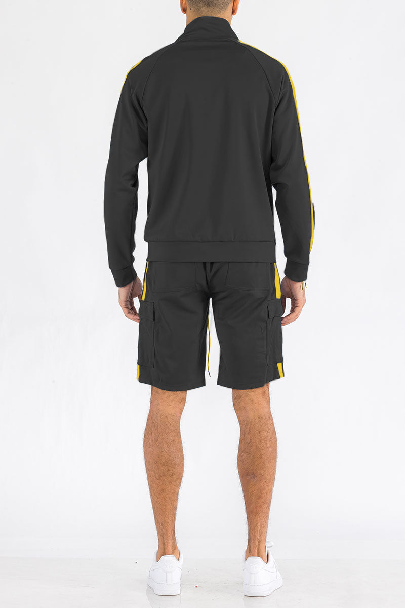 TWO STRIPE CARGO SHORT SET