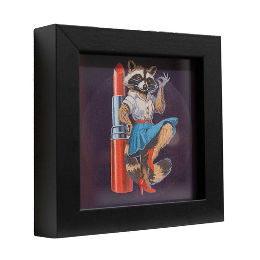 Pocket Art, Print im Rahmen, 10 x 10 cm, Retro Lipstick