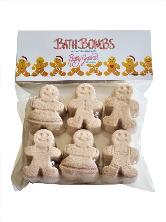 Gingerbread Man Bath Bombs,Stocking Stuffers,Bath Bomb Gift Set