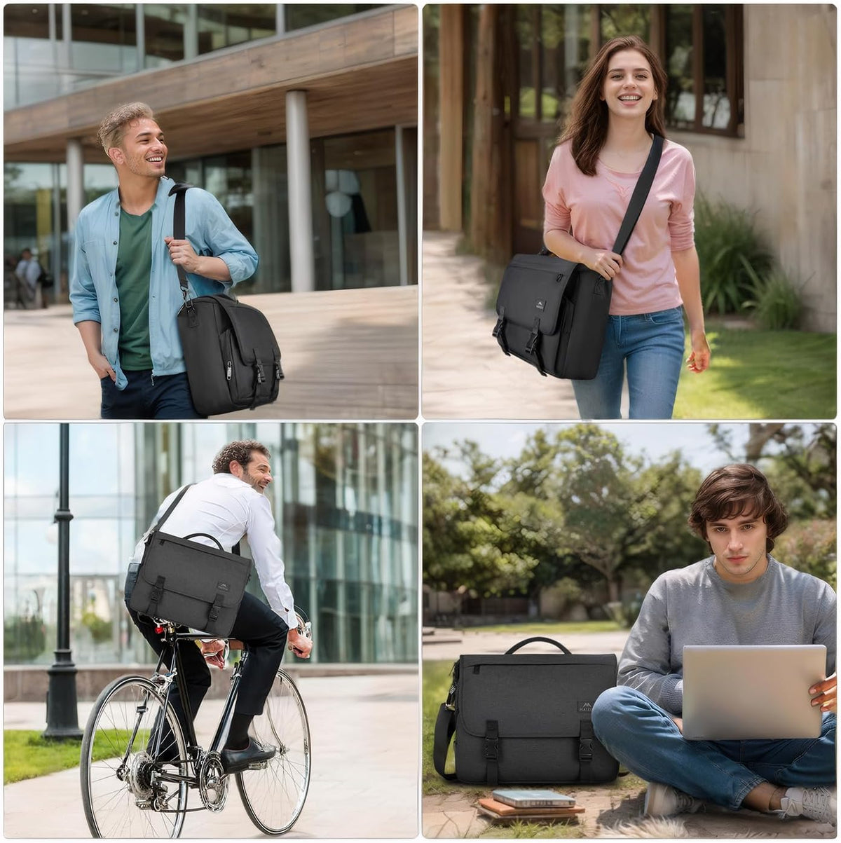 Messenger Laptop Bag for Men, 15.6" Work & College Briefcase