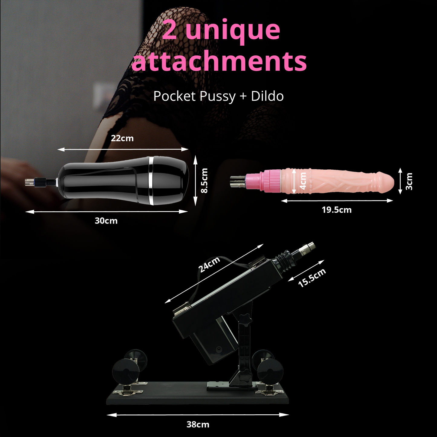 Jeremy Sex machine by Eroticon with 1 pocket pussy and dildo