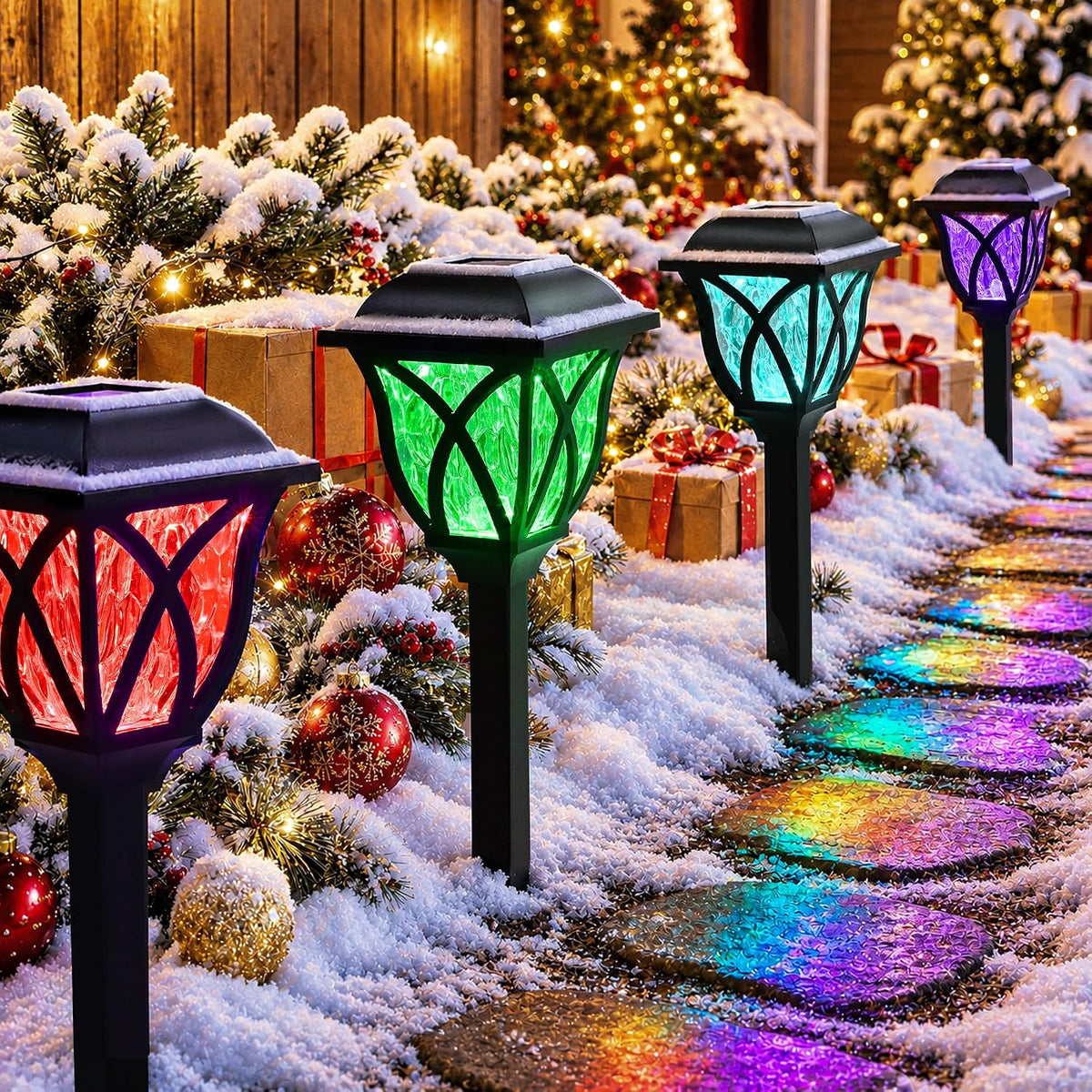 Solar Christmas Outdoor Multicolor Pathway Lights