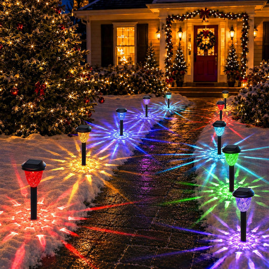 10 Pack Solar Christmas RGB Pathway Lights Outdoor