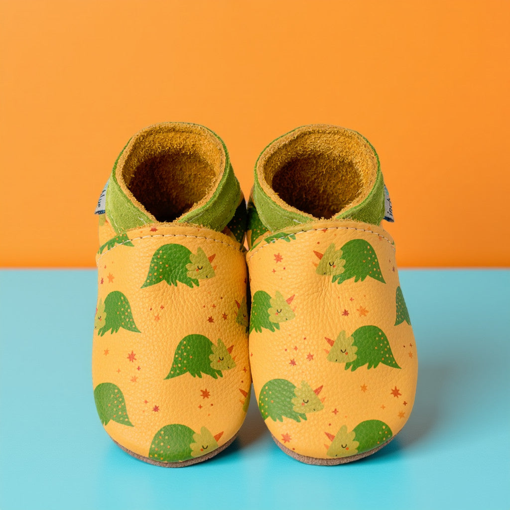 Leather Baby Shoes - Jagger Yellow - Inch Blue