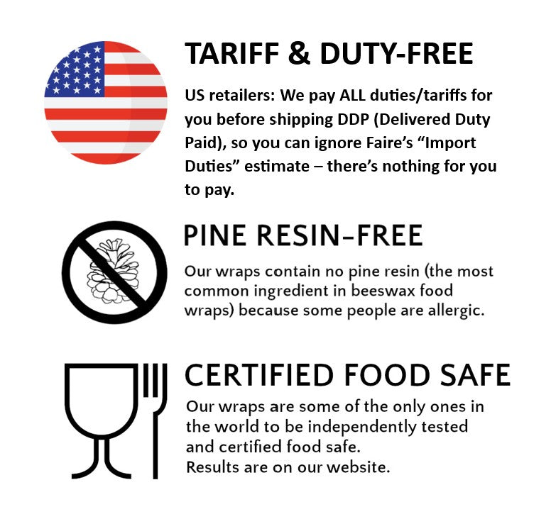 *Classic Set of 3 L, M, S Beeswax Food Wraps | Yellow Bees