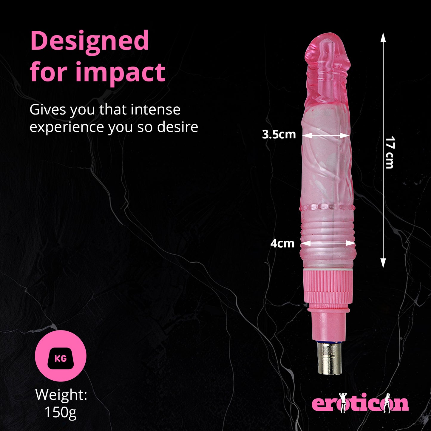 Dildo Attachment 19cm Pink Exclusive for Eroticon Machine