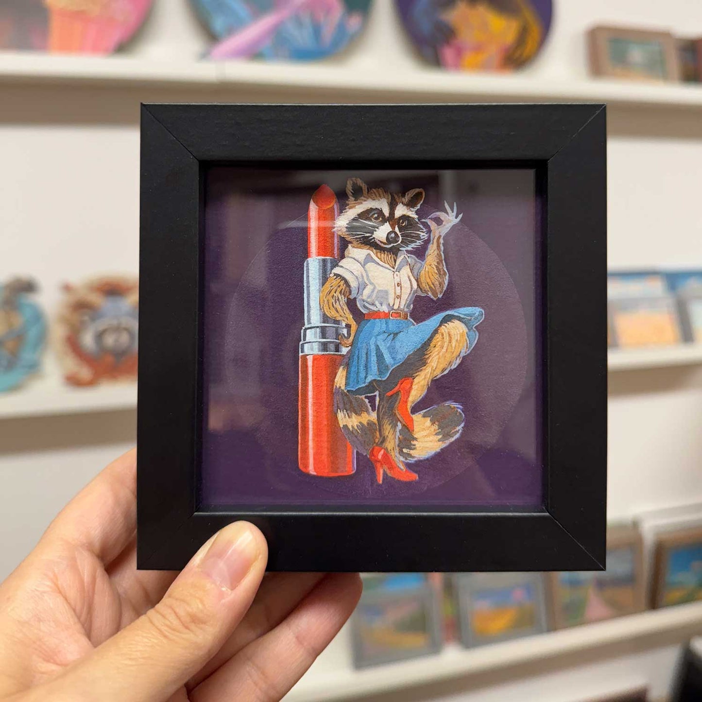 Pocket Art, Print im Rahmen, 10 x 10 cm, Retro Lipstick